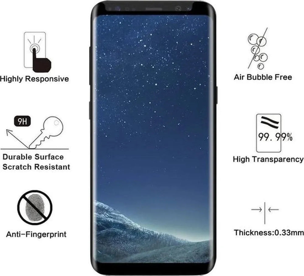 Samsung Galaxy S8 Screenprotector Full Cover Screenprotector Gehard 9H – 1-Pack-Ilumina Benelux