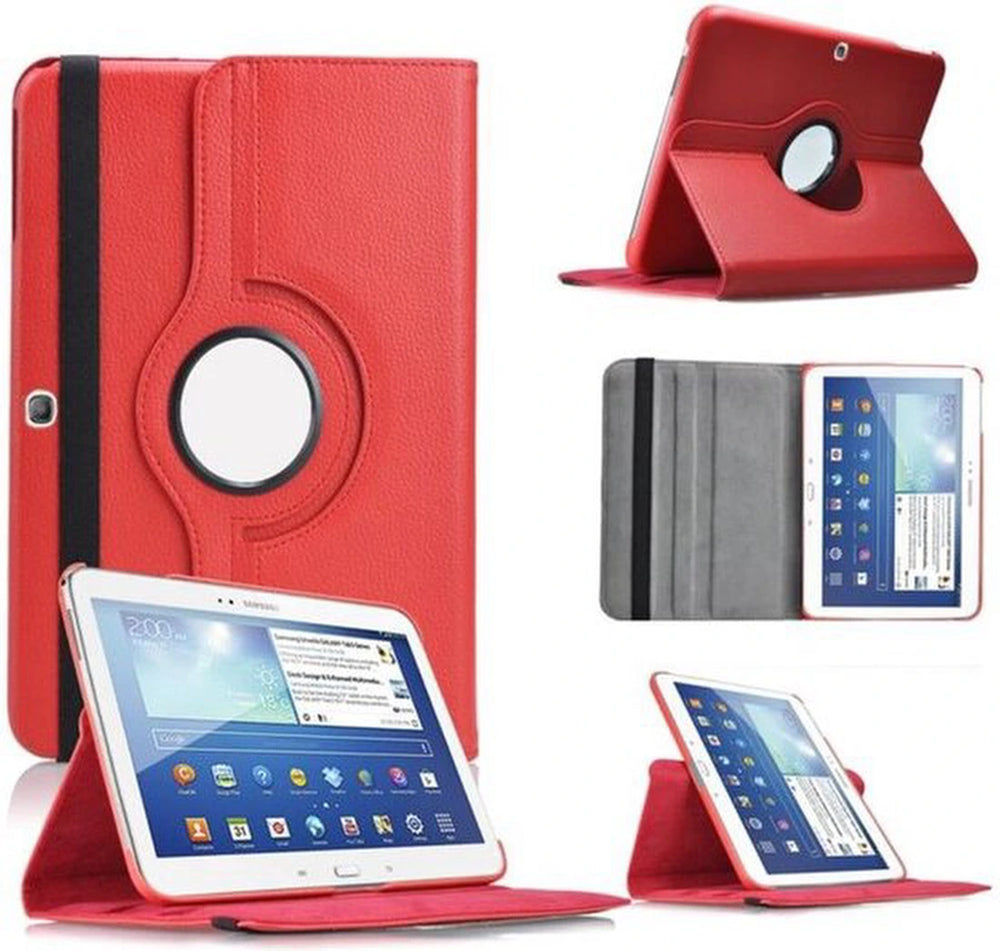 Samsung Galaxy Tab 4 10.1 T530/T535 Hoesjes – 360° draaibaar – Multi-stand – Rood-Tablethoesjes-Ilumina Benelux