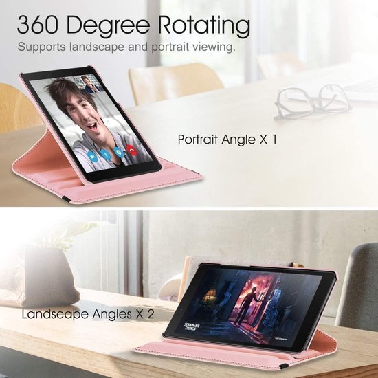 Samsung Galaxy Tab A 8.0 (2019) SM-T290/T295 Hoesjes – 360° draaibaar – Multi-stand – Goud-Tablethoesjes-Ilumina Benelux