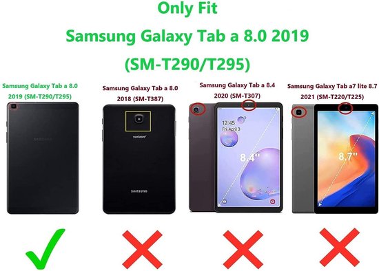 Samsung Galaxy Tab A 8.0 2019 SM-T290/T295 Hoesjes – Schokbestendig Standcase – Zwart-Tablethoesjes-Ilumina Benelux