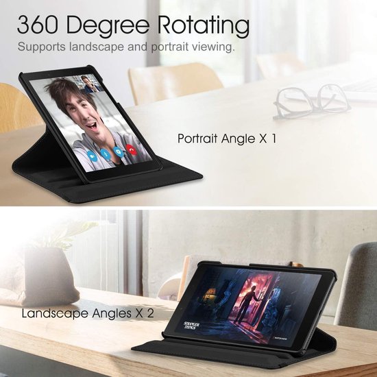 Samsung Galaxy Tab A 8.0 (2019) T290/T295 Hoesjes – 360° draaibaar – Multi-stand – Zwart-Tablethoesjes-Ilumina Benelux