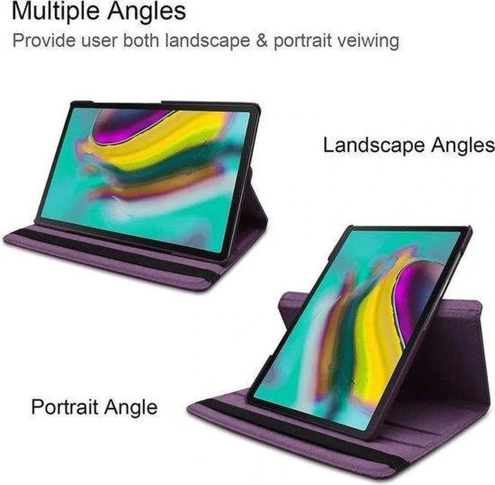 Samsung Galaxy Tab A7 10.4 (2020) Hoesjes – 360° draaibaar Multi Stand Case – 2x Screenprotector – Paars-Tablethoesjes-Ilumina Benelux