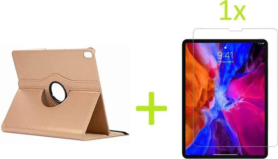 Samsung Galaxy Tab A7 10.4 (2020) Hoesjes – 360° draaibaar – Multi Stand Case – Goud + Screenprotector-Tablethoesjes-Ilumina Benelux