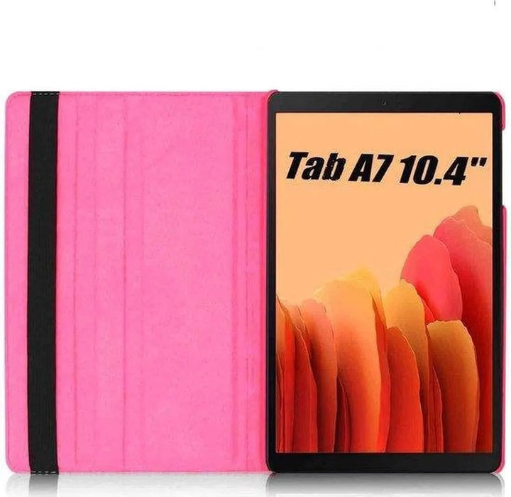 Samsung Galaxy Tab A7 10.4 (2020) Hoesjes – 360° draaibaar – Standfunctie – 2x Screenprotector – Donkerroze-Tablethoesjes-Ilumina Benelux