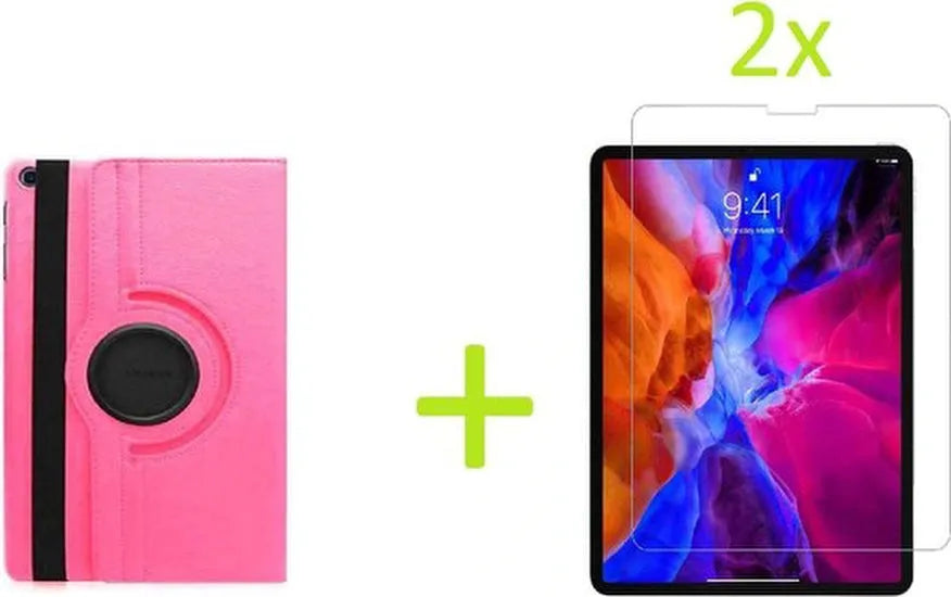 Samsung Galaxy Tab A7 10.4 (2020) Hoesjes – 360° draaibaar – Standfunctie – 2x Screenprotector – Donkerroze-Tablethoesjes-Ilumina Benelux