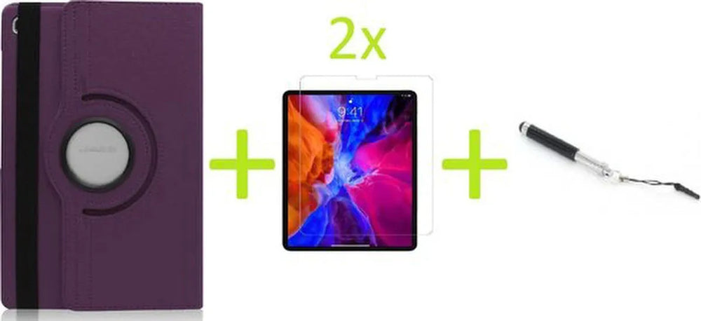 Samsung Galaxy Tab A7 10.4 (2020) Hoesjes – 360° draaibaar multi-stand – 2x screenprotector + stylus – Paars-Tablethoesjes-Ilumina Benelux