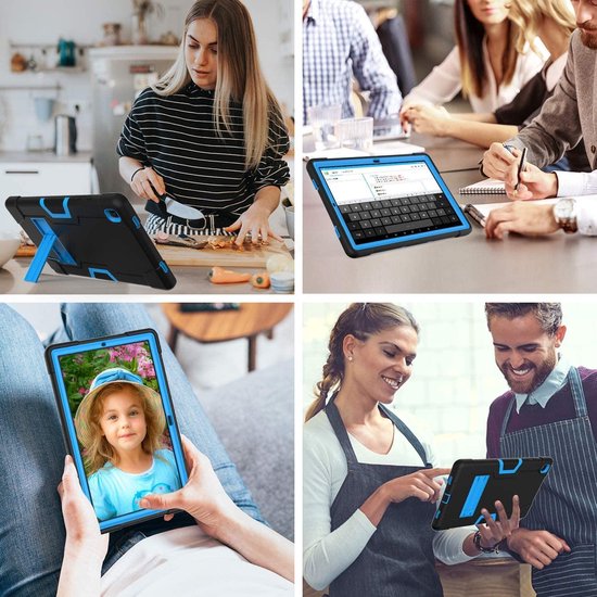 Samsung Galaxy Tab A7 10.4 2020 (SM-T500/T505/T507) Hoesjes – Schokbestendig – Standfunctie – Blauw/Zwart-Tablethoesjes-Ilumina Benelux