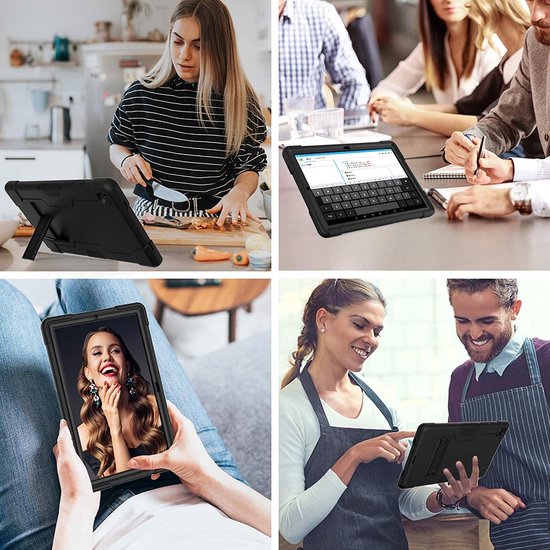 Samsung Galaxy Tab A7 10.4 2020 (SM-T500/T505/T507) Hoesjes – Schokbestendig – Standfunctie – Zwart-Tablethoesjes-Ilumina Benelux