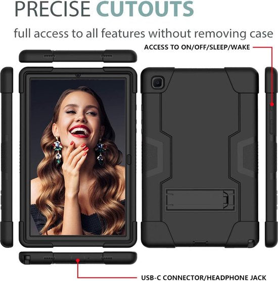 Samsung Galaxy Tab A7 10.4 2020 (SM-T500/T505/T507) Hoesjes – Schokbestendig – Standfunctie – Zwart-Tablethoesjes-Ilumina Benelux