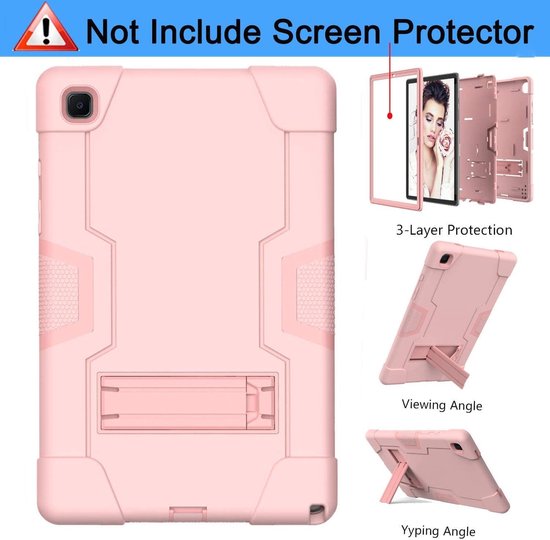 Samsung Galaxy Tab A7 10.4 2020 (SM-T500/T505/T507) Hoesjes – Schokbestendig – Standfunctie – Zwart/Roze-Tablethoesjes-Ilumina Benelux