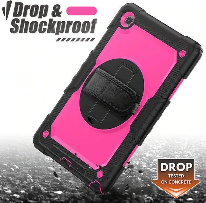 Samsung Galaxy Tab A7 10.4 (2020) T500 – Kids Armor Case Hoesjes – Schokbestendig – Handstrap & Schouderband – Roze/Zwart-Tablethoesjes-Ilumina Benelux