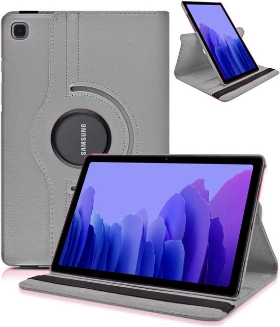 Samsung Galaxy Tab A7 10.4 (2020) T500/T505 Hoesjes – 360° draaibaar – Standfunctie – Grijs + Screenprotector-Tablethoesjes-Ilumina Benelux
