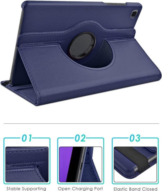 Samsung Galaxy Tab A7 10.4 (2020) T500/T505/T507 Hoesjes – 360° draaibaar – Standfunctie – Donkerblauw-Tablethoesjes-Ilumina Benelux