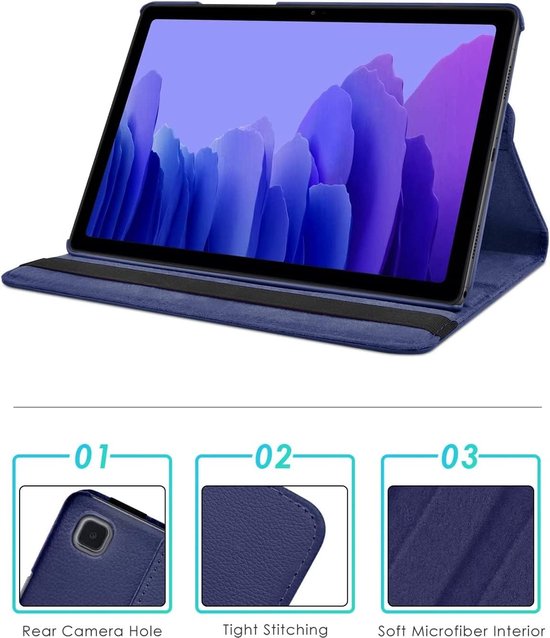 Samsung Galaxy Tab A7 10.4 (2020) T500/T505/T507 Hoesjes – 360° draaibaar – Standfunctie – Donkerblauw-Tablethoesjes-Ilumina Benelux