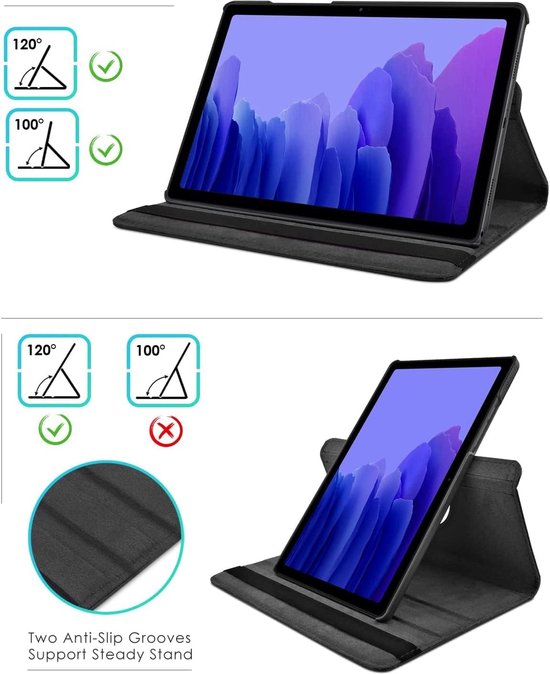 Samsung Galaxy Tab A7 10.4 (2020) T500/T505/T507 Hoesjes – 360° draaibaar – Standfunctie – Zwart-Tablethoesjes-Ilumina Benelux