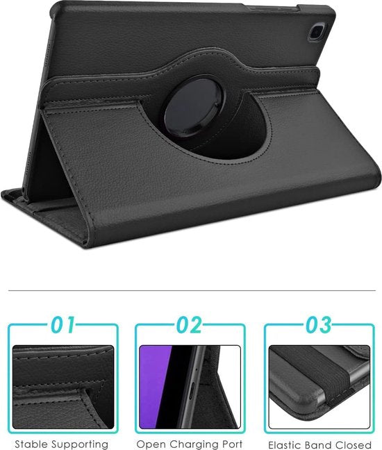 Samsung Galaxy Tab A7 10.4 (2020) T500/T505/T507 Hoesjes – 360° draaibaar – Standfunctie – Zwart-Tablethoesjes-Ilumina Benelux