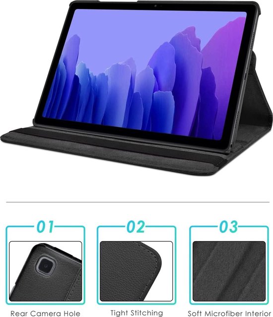 Samsung Galaxy Tab A7 10.4 (2020) T500/T505/T507 Hoesjes – 360° draaibaar – Standfunctie – Zwart-Tablethoesjes-Ilumina Benelux
