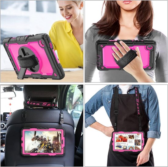 Samsung Galaxy Tab A7 10.4 (2020/2022) SM-T500/T505/T507 Hoesjes – Schokbestendig – Screenprotector – Roze/Zwart-Tablethoesjes-Ilumina Benelux