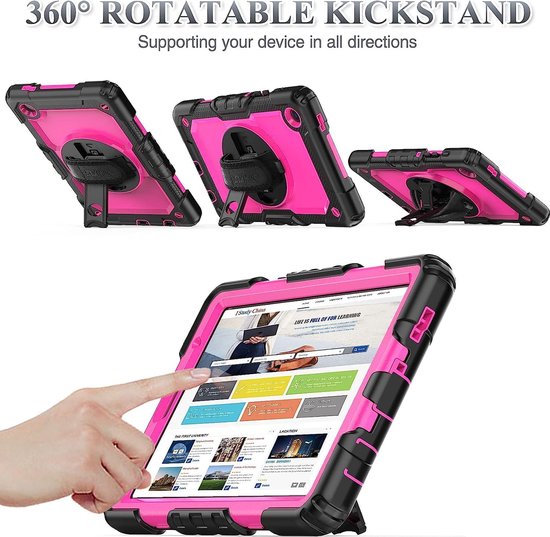 Samsung Galaxy Tab A7 10.4 (2020/2022) SM-T500/T505/T507 Hoesjes – Schokbestendig – Screenprotector – Roze/Zwart-Tablethoesjes-Ilumina Benelux