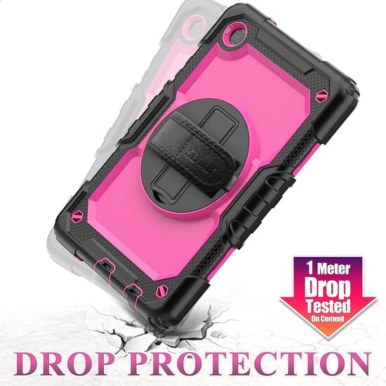 Samsung Galaxy Tab A7 10.4 (2020/2022) SM-T500/T505/T507 Hoesjes – Schokbestendig – Screenprotector – Roze/Zwart-Tablethoesjes-Ilumina Benelux