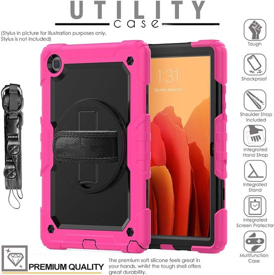 Samsung Galaxy Tab A7 10.4 (2020/2022) SM-T500/T505/T507 Hoesjes – Schokbestendig – Screenprotector – Zwart/Roze-Tablethoesjes-Ilumina Benelux