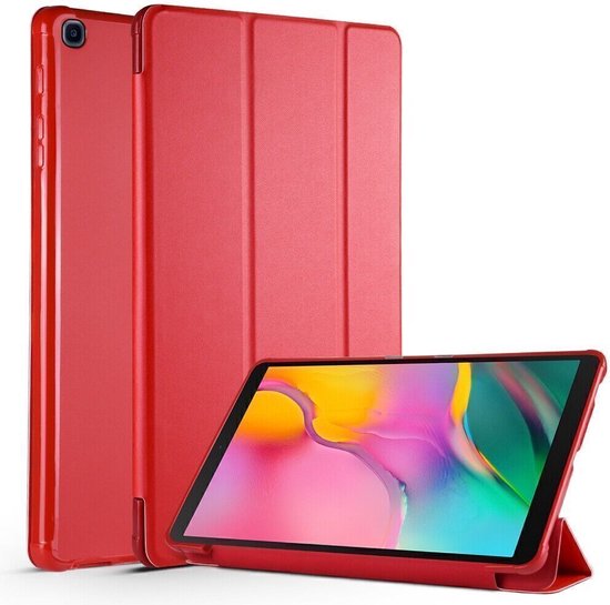Samsung Galaxy Tab A7 10.4 inch – Ultraslank – Tri-Fold Cover – Standfunctie – Rood-Tablethoesjes-Ilumina Benelux