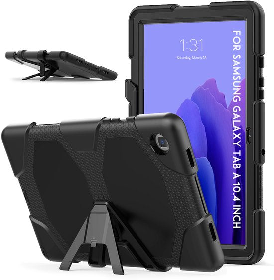 Samsung Galaxy Tab A7 2020 10.4 inch Hoesjes – Schokbestendig – Heavy Duty Kickstand – Zwart-Tablethoesjes-Ilumina Benelux