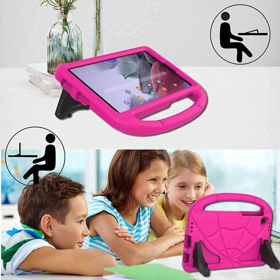 Samsung Galaxy Tab A7 Lite 8.7 (2021) – Kindvriendelijk Hoesjes – Schokbestendig – Handvat/stand – Roze-Tablethoesjes-Ilumina Benelux