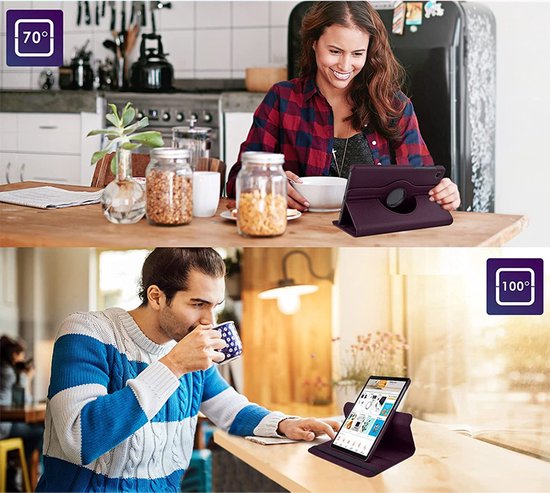 Samsung Galaxy Tab A7 Lite 8.7 inch (2021) Hoesjes – 360° draaibaar – Standfunctie – Paars-Tablethoesjes-Ilumina Benelux