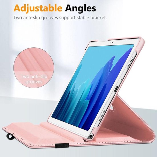 Samsung Galaxy Tab A7 Lite – Multi-stand Hoesjes – 360° draaibaar – Roségoud-Tablethoesjes-Ilumina Benelux