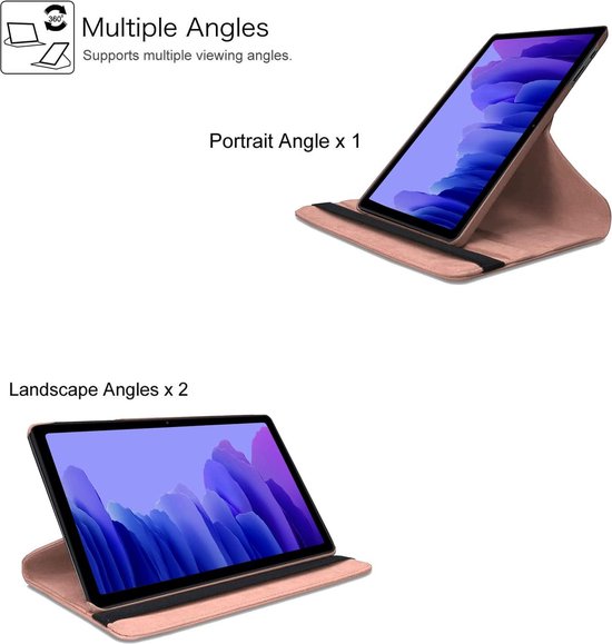 Samsung Galaxy Tab A7 Lite – Multi-stand Hoesjes – 360° draaibaar – Roségoud-Tablethoesjes-Ilumina Benelux