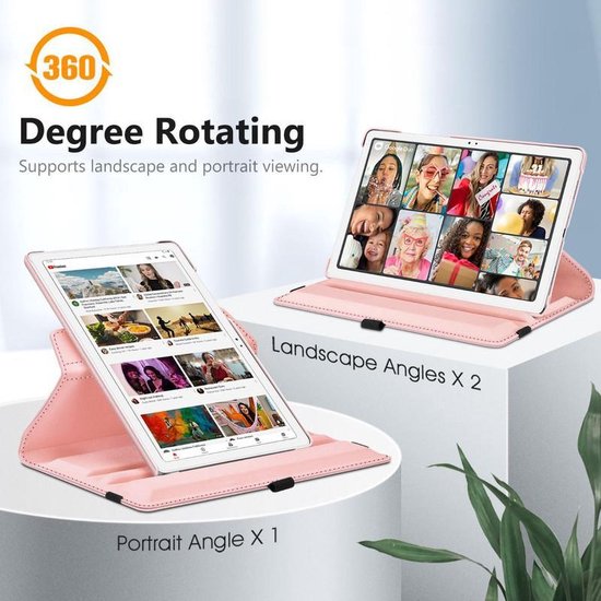 Samsung Galaxy Tab A7 Lite – Multi-stand Hoesjes – 360° draaibaar – Roségoud-Tablethoesjes-Ilumina Benelux