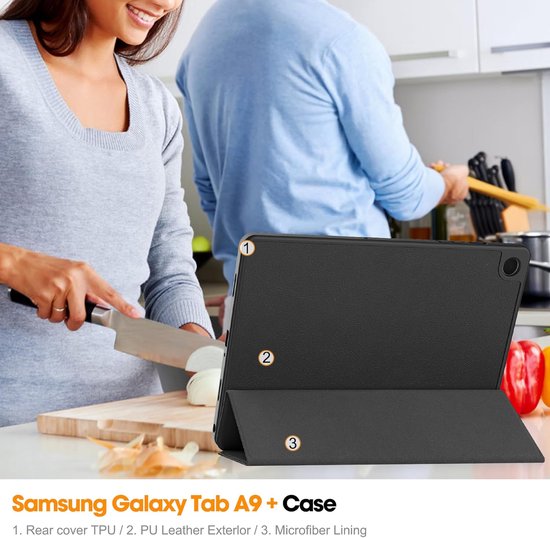 Samsung Galaxy Tab A8 10,5 Inch (2021/2022) – Tri-Fold Stand – Pencil Houder – Auto Wake/Sleep – Zwart-Tablethoesjes-Ilumina Benelux