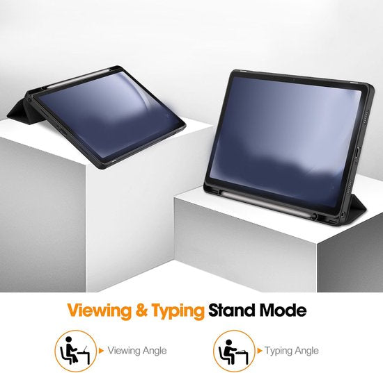 Samsung Galaxy Tab A8 10,5 Inch (2021/2022) – Tri-Fold Stand – Pencil Houder – Auto Wake/Sleep – Zwart-Tablethoesjes-Ilumina Benelux