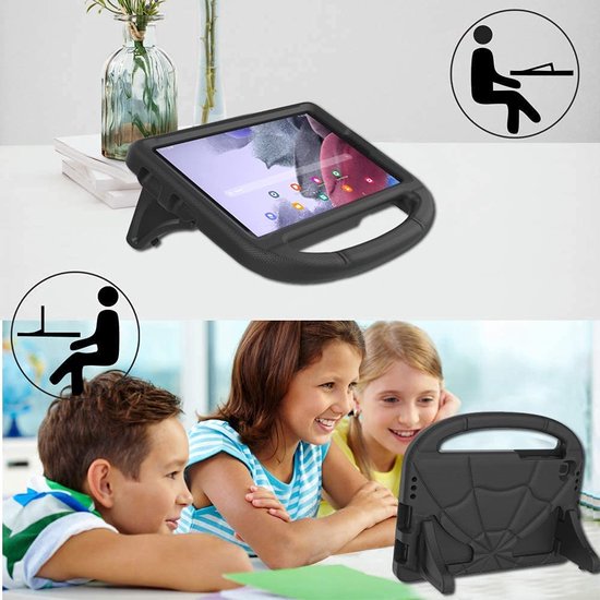 Samsung Galaxy Tab A8 10.5 2021 – Siliconen Kids Case Hoesjes – Schokbestendig – Handvat/Stand – Zwart-Tablethoesjes-Ilumina Benelux