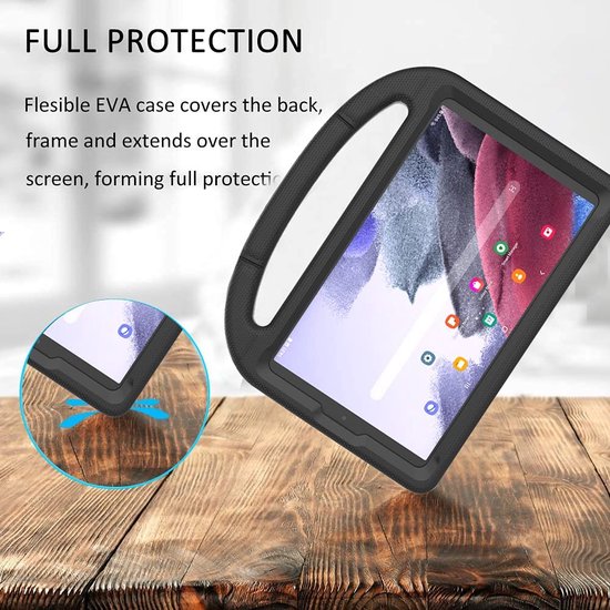 Samsung Galaxy Tab A8 10.5 2021 – Siliconen Kids Case Hoesjes – Schokbestendig – Handvat/Stand – Zwart-Tablethoesjes-Ilumina Benelux