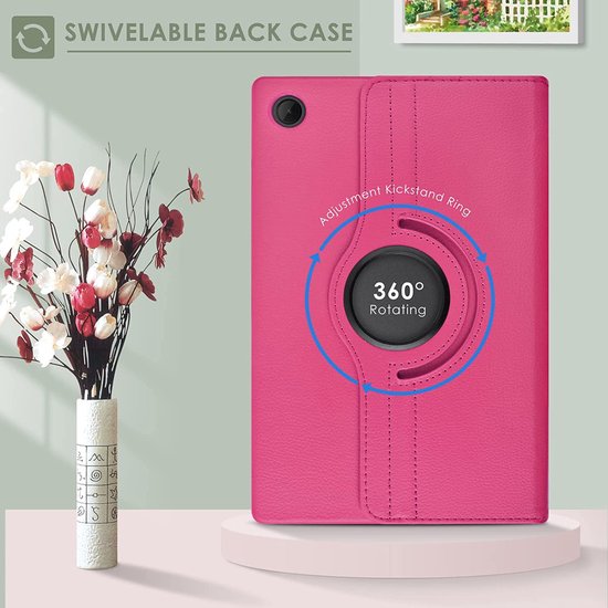 Samsung Galaxy Tab A8 10.5 (2021/2022) Hoesjes – 360° draaibaar – Multi-stand – Donker roze-Tablethoesjes-Ilumina Benelux