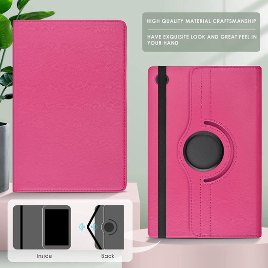 Samsung Galaxy Tab A8 10.5 (2021/2022) Hoesjes – 360° draaibaar – Multi-stand – Donker roze-Tablethoesjes-Ilumina Benelux