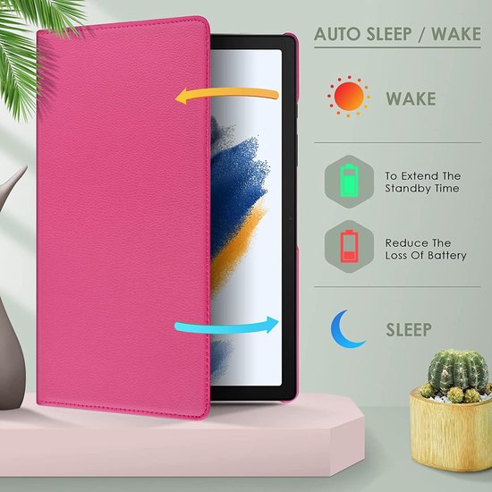 Samsung Galaxy Tab A8 10.5 (2021/2022) Hoesjes – 360° draaibaar – Multi-stand – Donker roze-Tablethoesjes-Ilumina Benelux