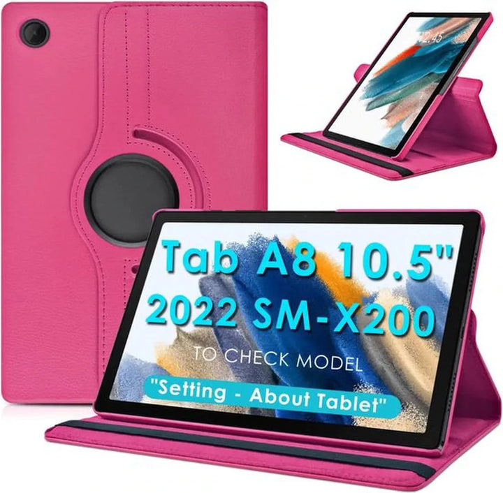 Samsung Galaxy Tab A8 10.5 (2021/2022) Hoesjes – 360° draaibaar – Multi-stand – Donker roze-Tablethoesjes-Ilumina Benelux