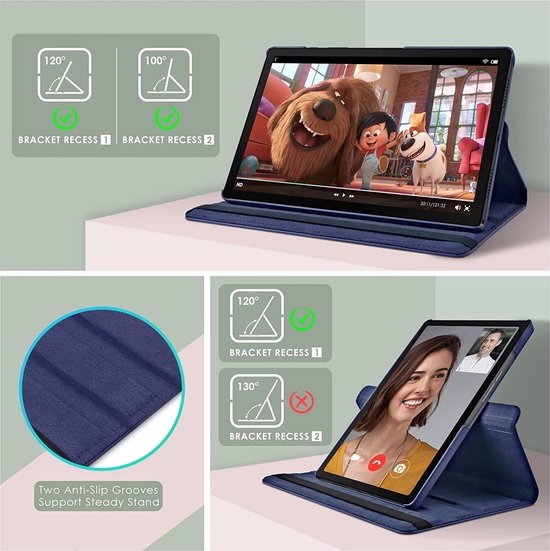 Samsung Galaxy Tab A8 10.5 (2021/2022) Hoesjes – 360° draaibaar – Multi-stand – Donkerblauw-Tablethoesjes-Ilumina Benelux