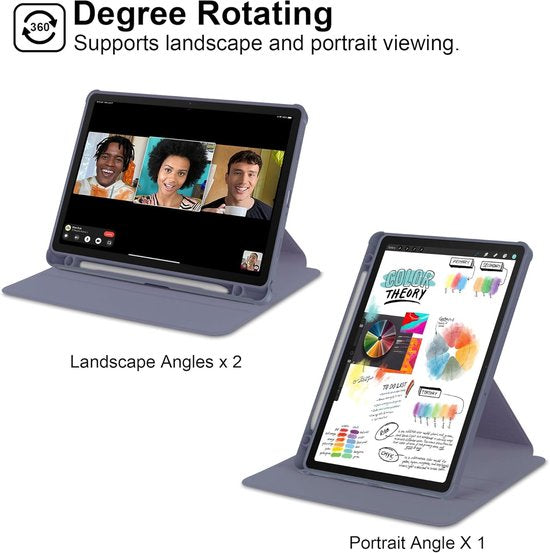 Samsung Galaxy Tab A8 10.5 (2021/2022) Hoesjes – 360° draaibaar stand – Potloodhouder – Lavender-Tablethoesjes-Ilumina Benelux