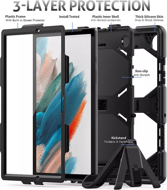 Samsung Galaxy Tab A8 10.5 (2021/2022) – Robuust Armor Case Hoesjes – Schokbestendig – Zwart-Tablethoesjes-Ilumina Benelux