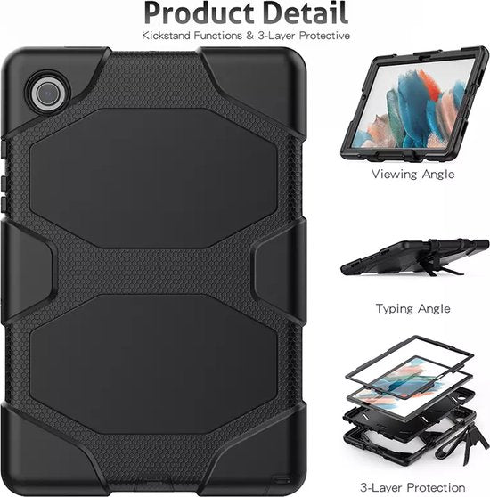 Samsung Galaxy Tab A8 10.5 (2021/2022) – Robuust Armor Case Hoesjes – Schokbestendig – Zwart-Tablethoesjes-Ilumina Benelux