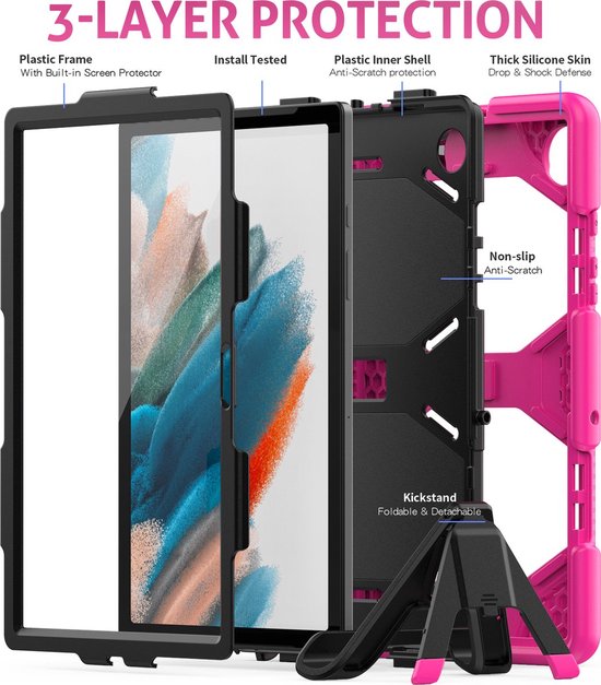 Samsung Galaxy Tab A8 10.5 2021/2022 (SM-X200/X205/X207) – Robuust Armor Hoesjes – Schokbestendig – Roze-Tablethoesjes-Ilumina Benelux