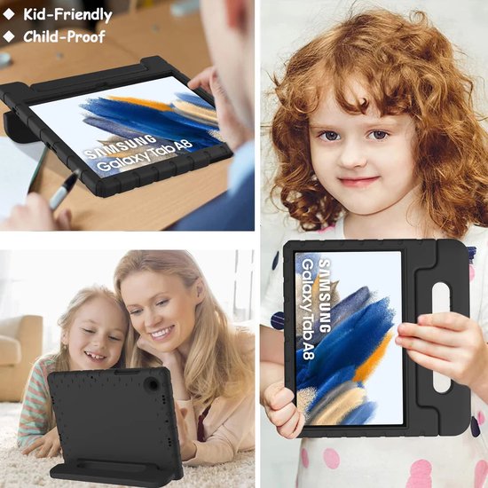 Samsung Galaxy Tab A8 10.5 2022 (SM-X200/X205/X207) – Kinder Hoesjes – Schokbestendig – Zwart-Tablethoesjes-Ilumina Benelux