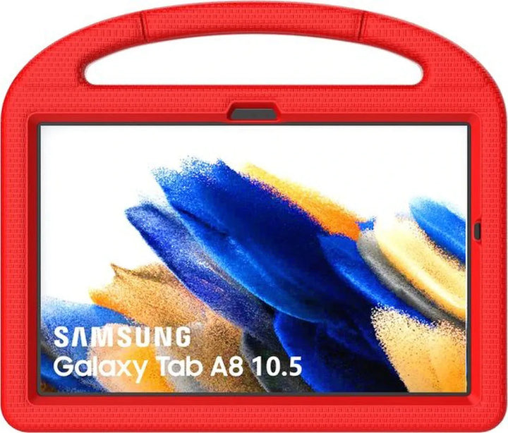 Samsung Galaxy Tab A8 10.5 X200/X205 (2021) – Kindvriendelijk – Standfunctie & handvat – Rood-Tablethoesjes-Ilumina Benelux