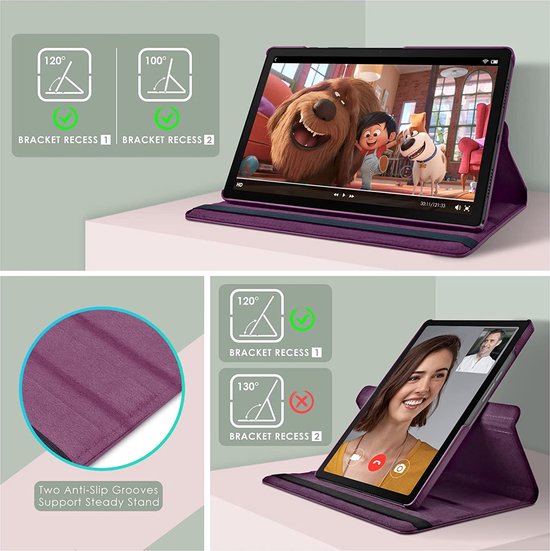 Samsung Galaxy Tab A8 10.5 inch (2021/2022) Hoesjes – 360° draaibaar – Multi-stand – Paars-Tablethoesjes-Ilumina Benelux