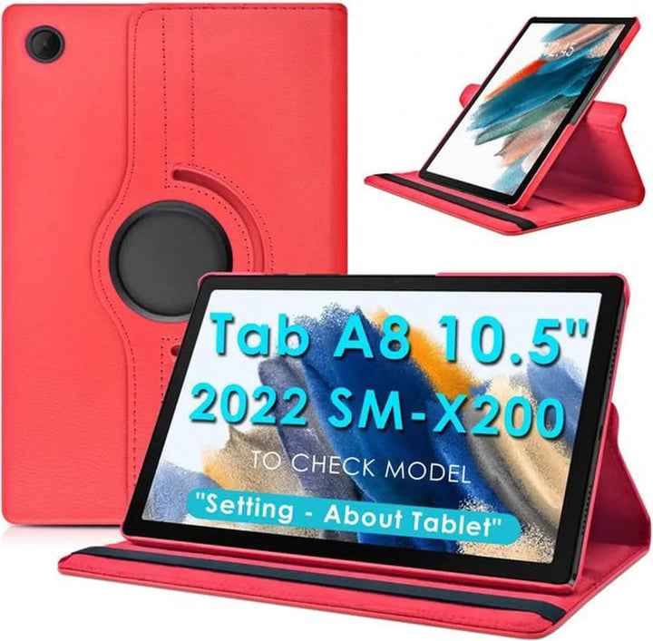 Samsung Galaxy Tab A8 10.5 inch (2021/2022) Hoesjes – 360° draaibaar – Multi-stand – Rood-Tablethoesjes-Ilumina Benelux