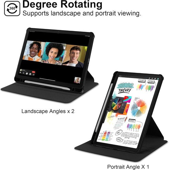Samsung Galaxy Tab A8 10.5 inch (2021/2022) Hoesjes – 360° draaibaar – Standfunctie – Potloodhouder – Zwart-Tablethoesjes-Ilumina Benelux